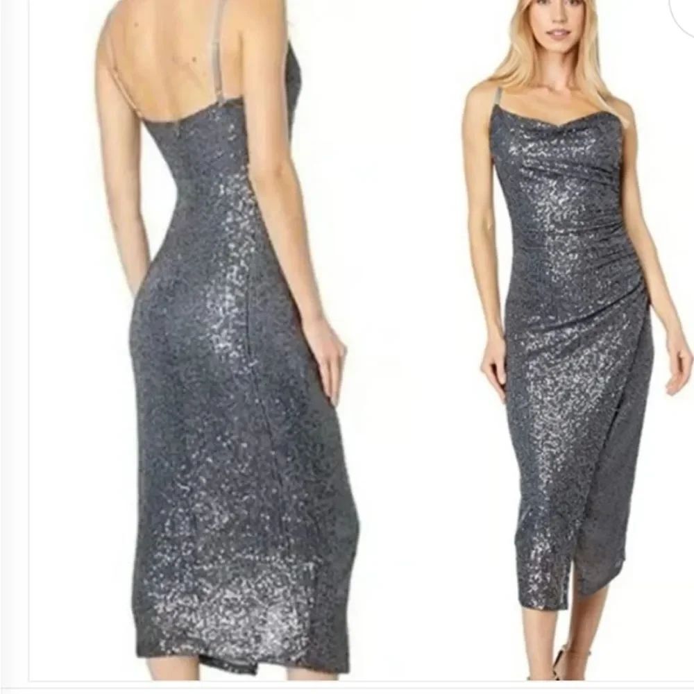 BRAND NEW LAUNDRY by Shelli Segal COWL NECK SLEEVELES SEQUIN DRESS